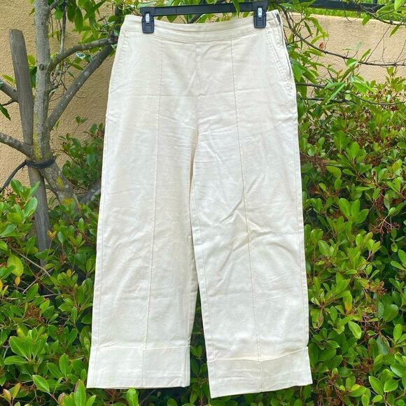 Rachel Comey x Target Wide Leg Cuffed Cropped Pant Ivory. Size 6. EUC! - Picture 2 of 5